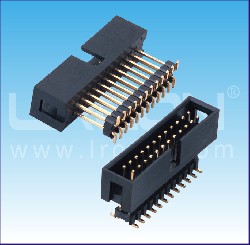 2.54mm間距 簡牛 貼片 加塑膠 塑高=9.0mm / 2.54mm Pitch Box Header SMT Two Layer H=9.0mm