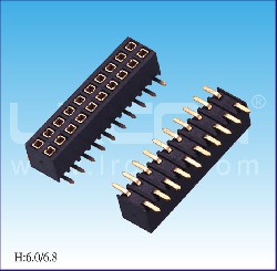1.27mm間距 雙排母 上插式 P型 塑高=2.0mm