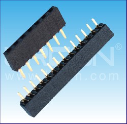 1.27mm間距 單排母 臥式 貼片 U型 塑高=3.4 / 1.27mm Pitch Female Header Single Row Right Angle SMT