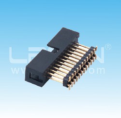 1.27mm間距 簡(jiǎn)牛 貼片 加塑膠 帶定位柱 塑高=5.7mm 配排母 / 1.27mm Pitch Box Header SMT Two Layer With Peg H=5.7mm