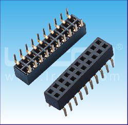 2.54mm間距 雙排母 蜈蚣腳 U型 塑高=3.55mm/2.54mm Pitch Female Header Dual Row Bottom Entry U Type H=3.55mm