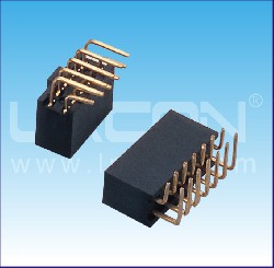2.54mm間距 雙排母 90度 U型 帶全凸 塑高=8.50mm/ 2.54mm Pitch Female Header Dual Row Right Angle U Type  H=8.50m