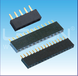 1.27mm間距 單排母 U型 180度 塑高=2.1mm / 1.27mm Pitch Female Header Single Row Straight